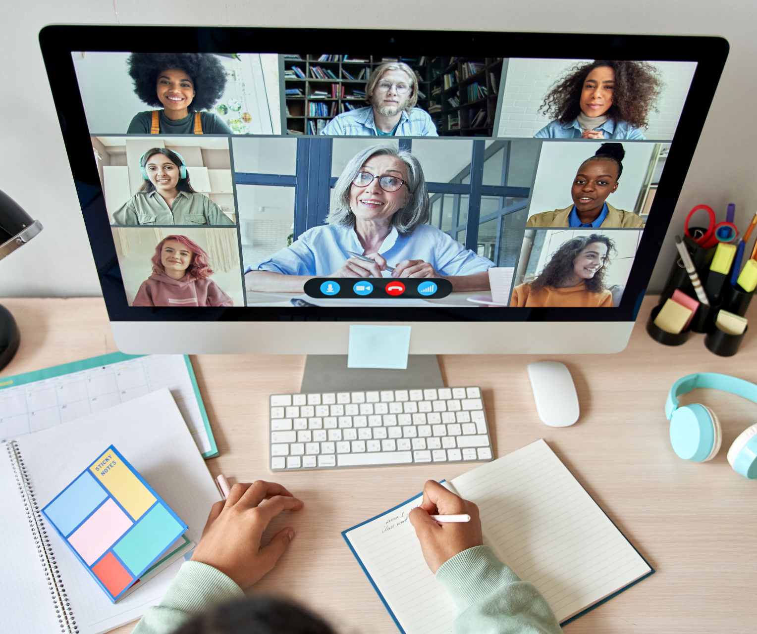 virtual meeting displayed on a desktop computer.