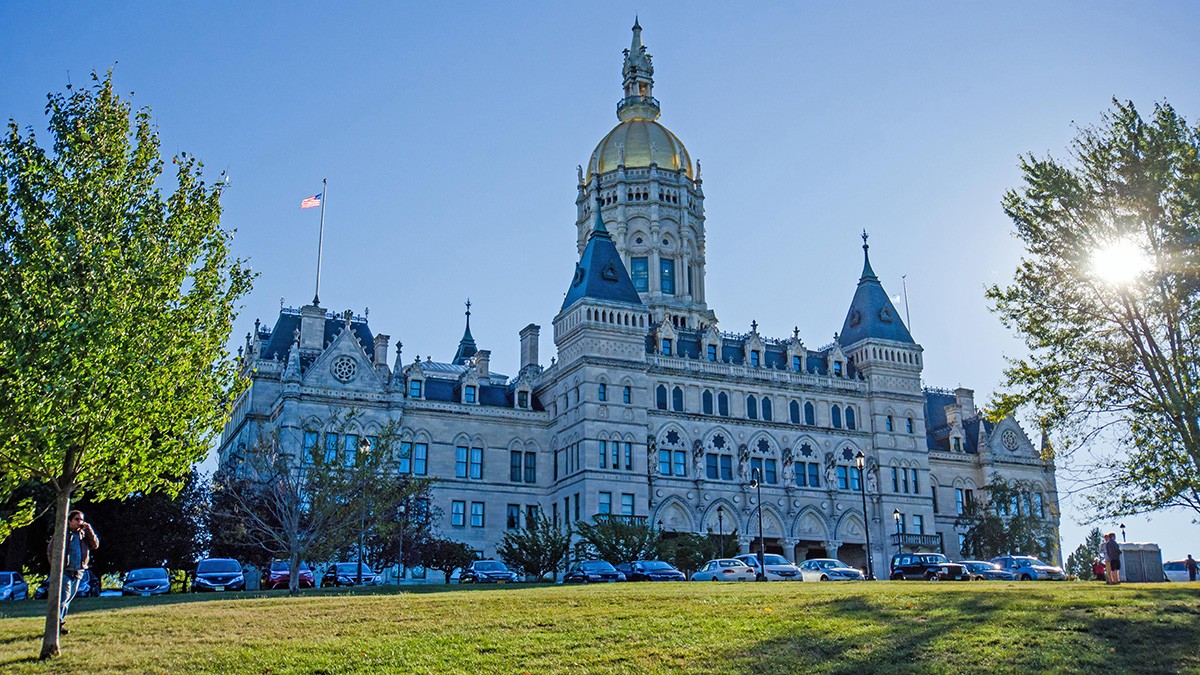 Connecticut State Capitol Building on a Sunny Day.